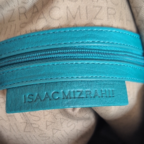 Isaac Mizrahi Turquoise and Tan Shoulder Bag - Picture 9 of 11